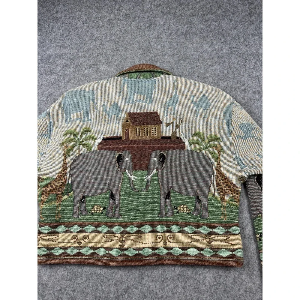 Warren Kimble Painted Pony Jacket Womens Medium Noah's Ark Tapestry USA 90's NEW